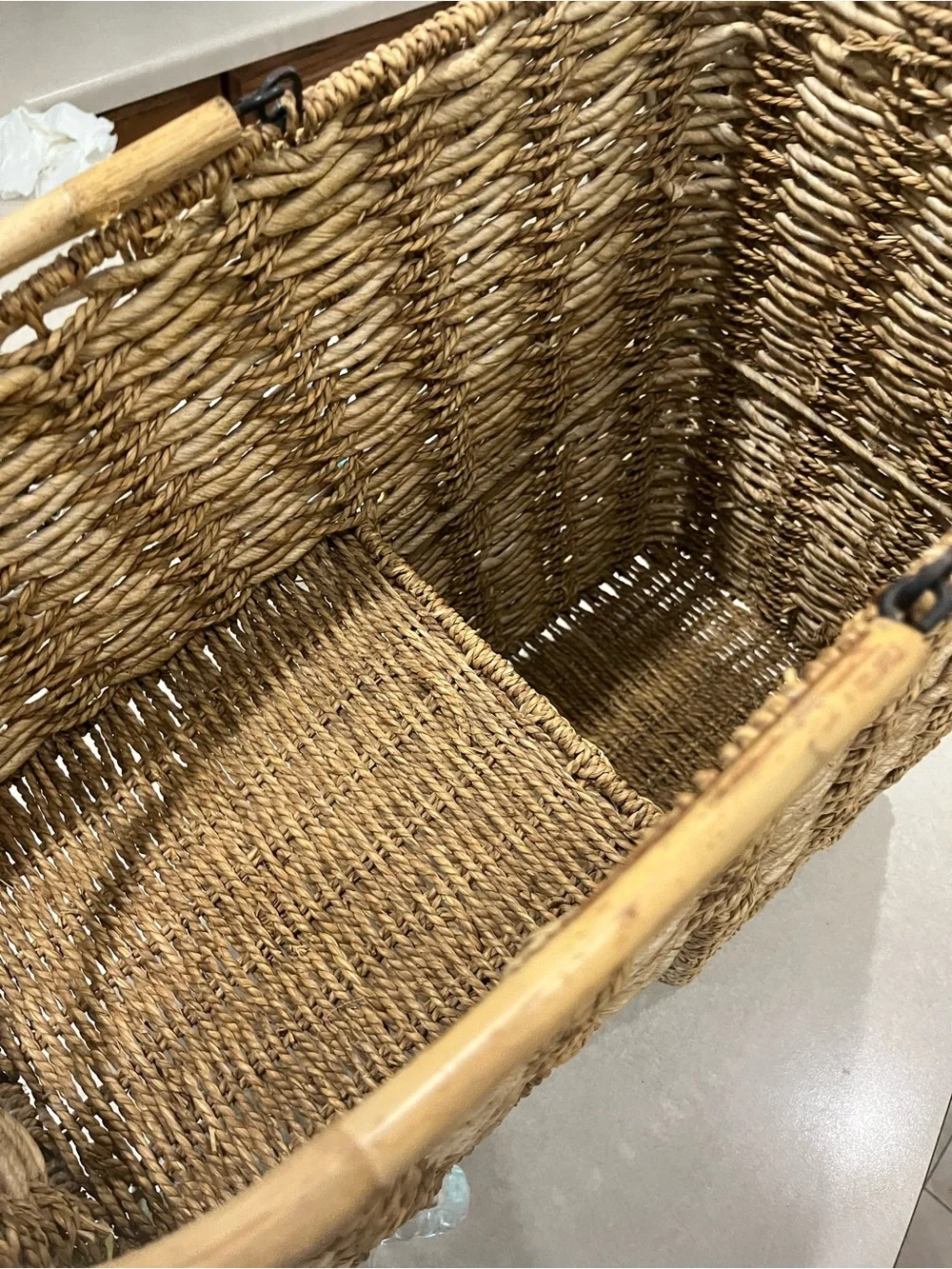 Natural Woven Storage Stair Basket with Handle - Home Accents